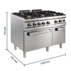 Cuisinière à gaz Série 700 - 110/70 avec four à gaz - 6 feux - 48 kW
