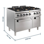 Cuisinière à gaz Série 700 - 110/70 avec four électrique - 6 feux - 42 kW
