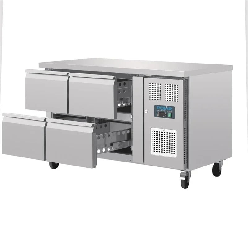 Table réfrigérée GN Polar Série U avec 4 tiroirs 314L