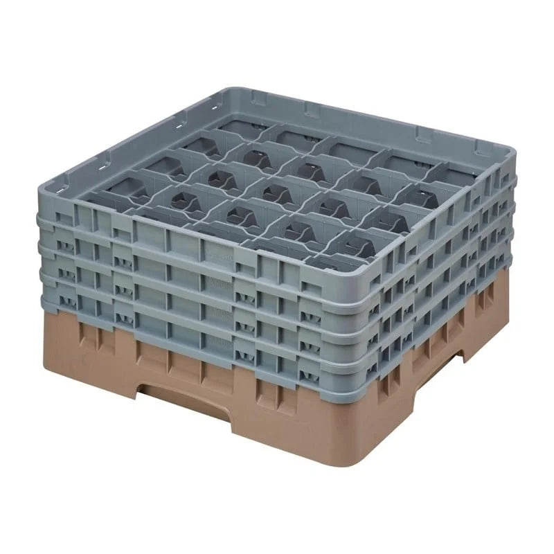 Cambro Panier lave-verres beige à 25 compartiments hauteur max. des verres 21,5 cm