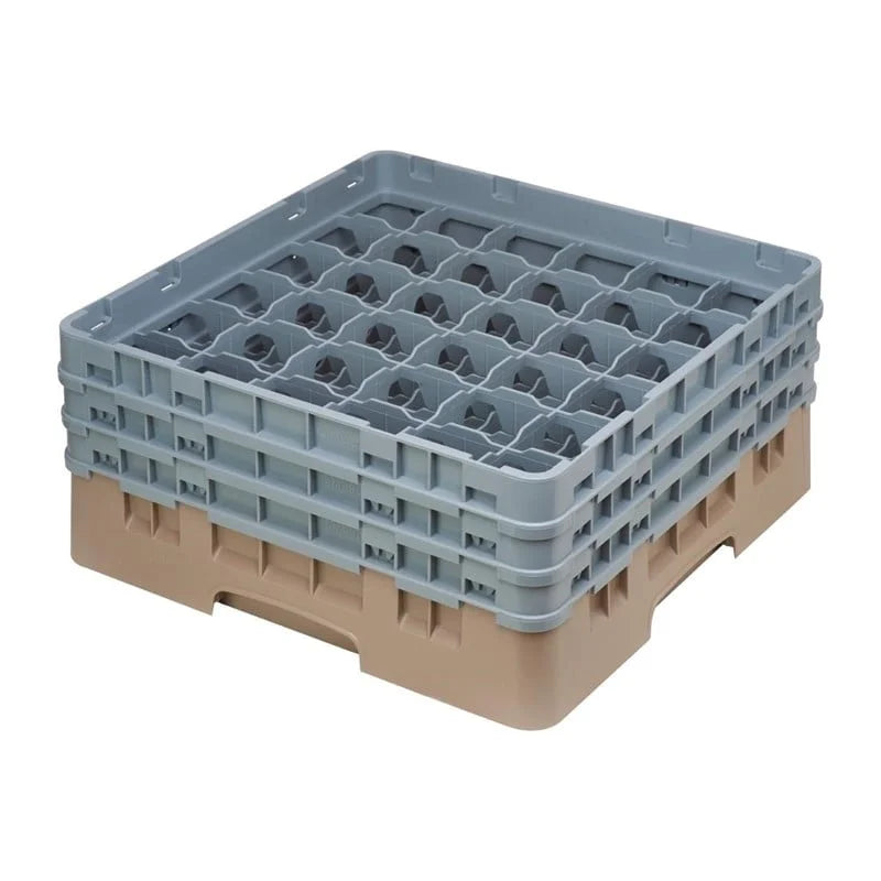 Cambro Panier lave-verres beige à 36 compartiments hauteur max. des verres 17,4 cm