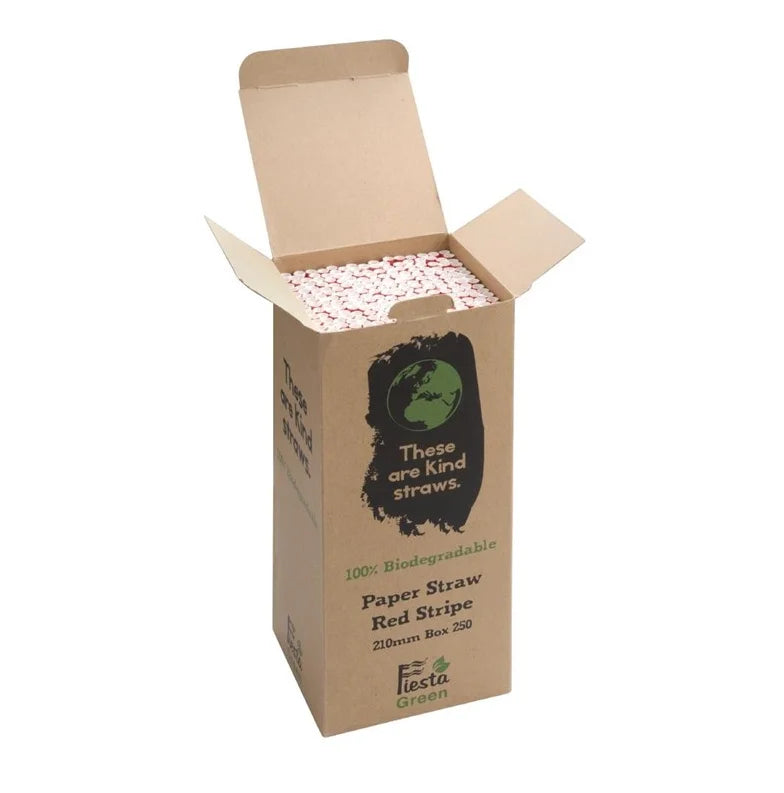 Pailles en papier Fiesta Green 210 mm - blanc/rouge - 250 pcs
