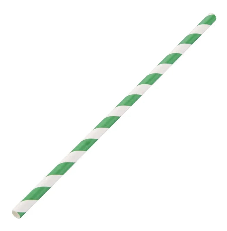Pailles en papier Fiesta Green 210 mm - blanc/vert - 250 pcs