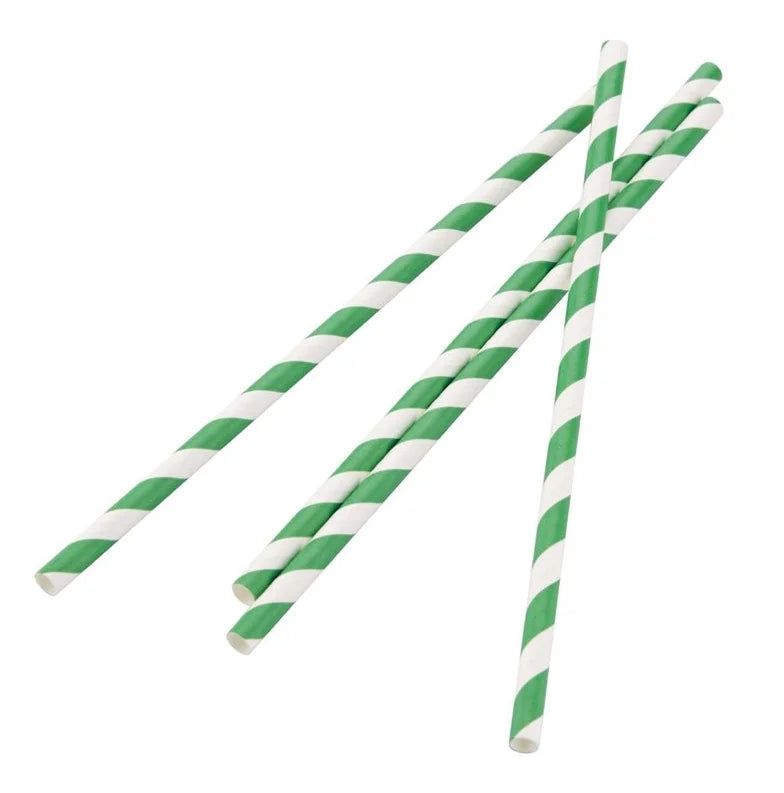 Pailles en papier Fiesta Green 210 mm - blanc/vert - 250 pcs
