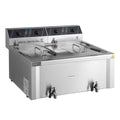 Friteuse électrique double professionnelle - 12+12 litres avec robinet de vidange, 400 V