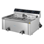 Friteuse électrique double professionnelle - 12+12 litres avec robinet de vidange, 400 V
