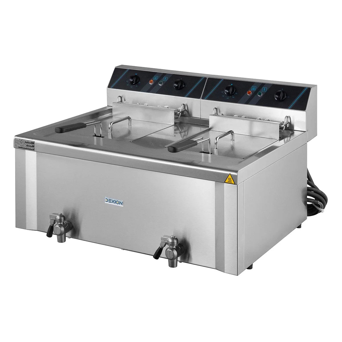 Friteuse électrique double professionnelle - 12+12 litres avec robinet de vidange, 400 V