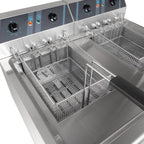 Friteuse électrique double professionnelle - 12+12 litres avec robinet de vidange, 400 V