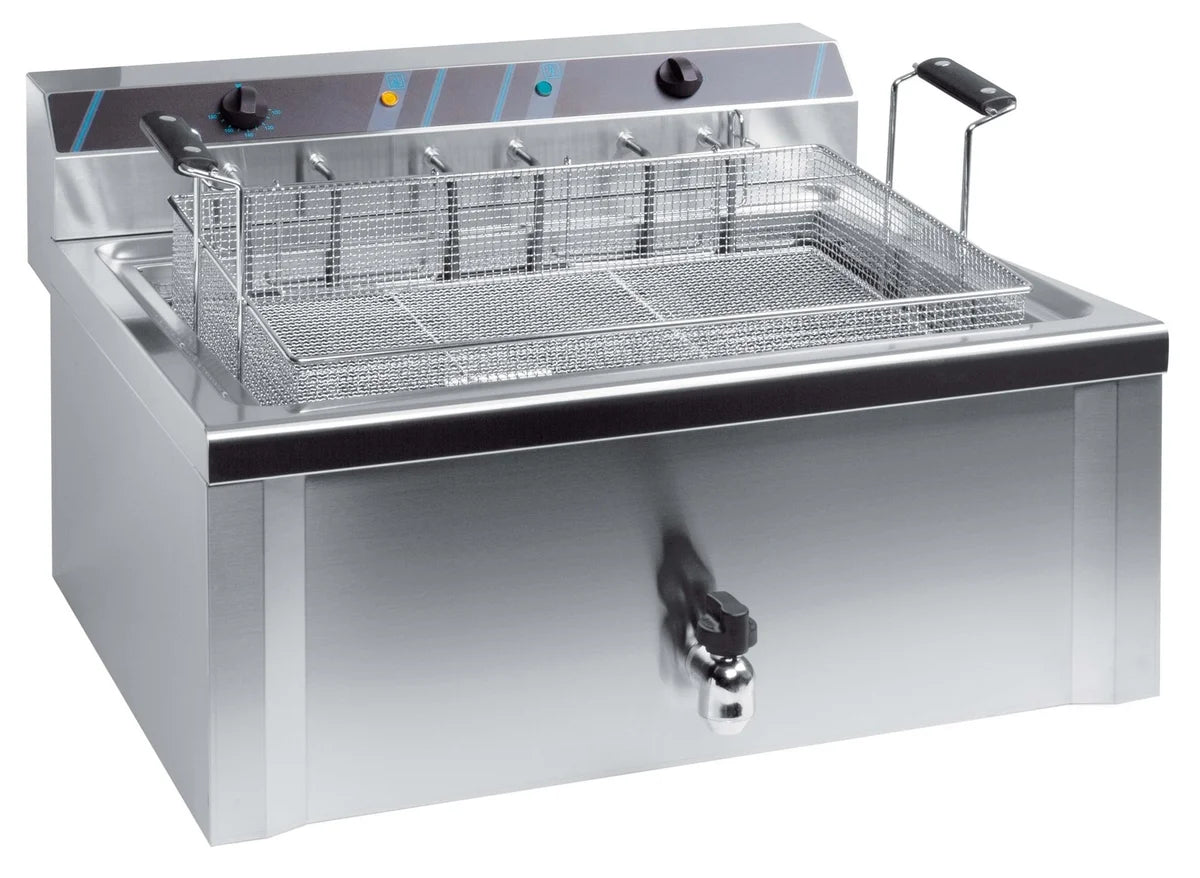 Friteuse professionnelle électrique pour beignets 37 litres avec robinet de vidange, 400 V