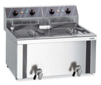 Friteuse électrique double professionnelle 8+8 Litres avec robinet de vidange, 400 V