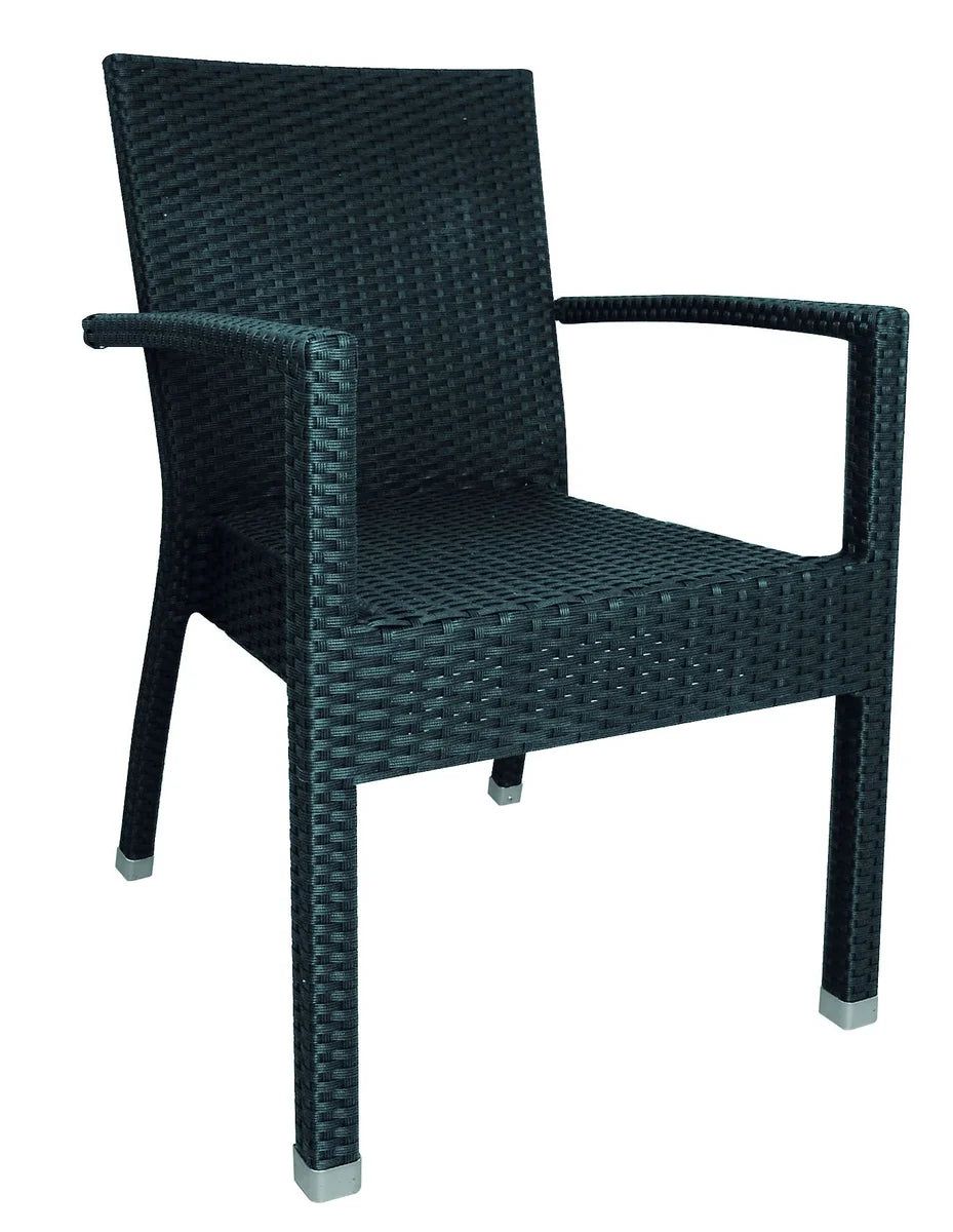 Fauteuils empilables en rotin anthracite - 4 pièces