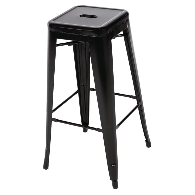 Bolero tabourets de bar bistro hauts en acier noirs - lot de 4