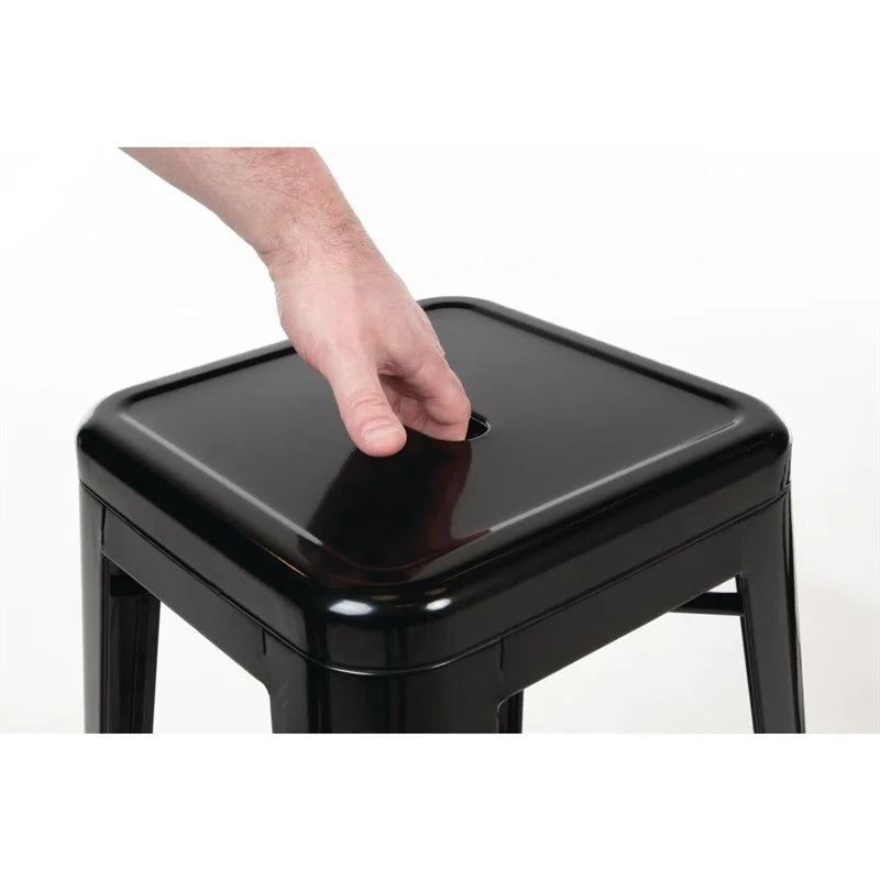 Bolero tabourets de bar bistro hauts en acier noirs - lot de 4