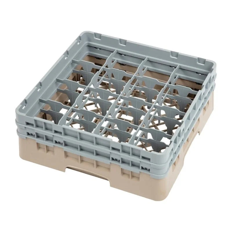 Cambro Panier lave-verres beige à 16 compartiments hauteur max. des verres 13,3 cm