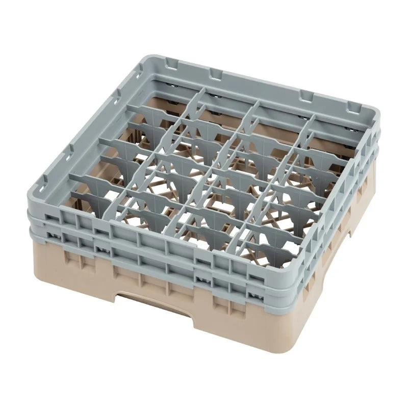 Cambro Panier lave-verres beige à 16 compartiments hauteur max. des verres 13,3 cm