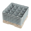 Cambro Panier lave-verres beige à 16 compartiments hauteur max. des verres 25,7 cm
