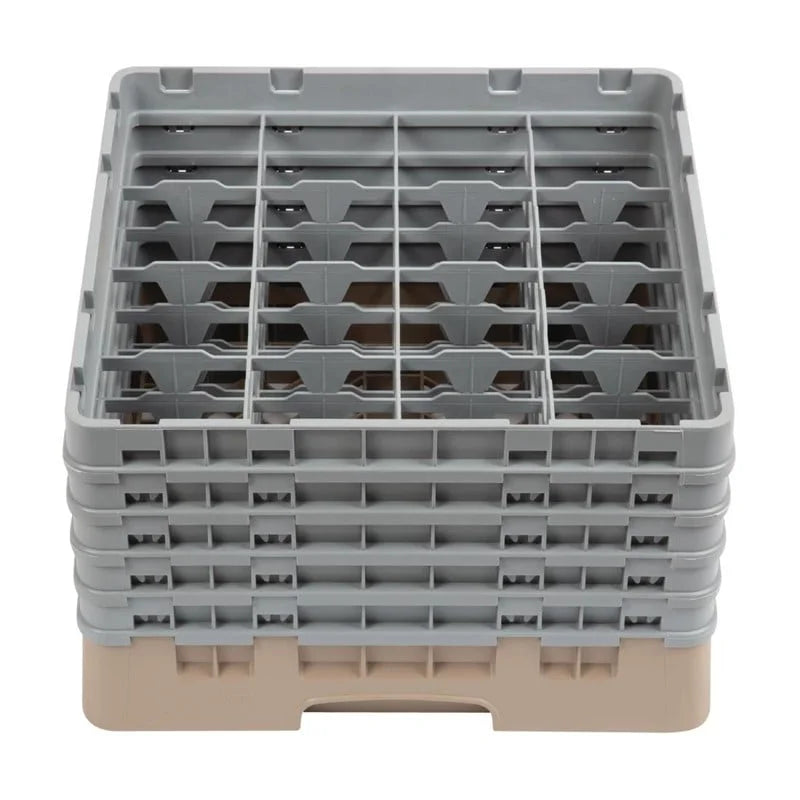 Cambro Panier lave-verres beige à 16 compartiments hauteur max. des verres 25,7 cm