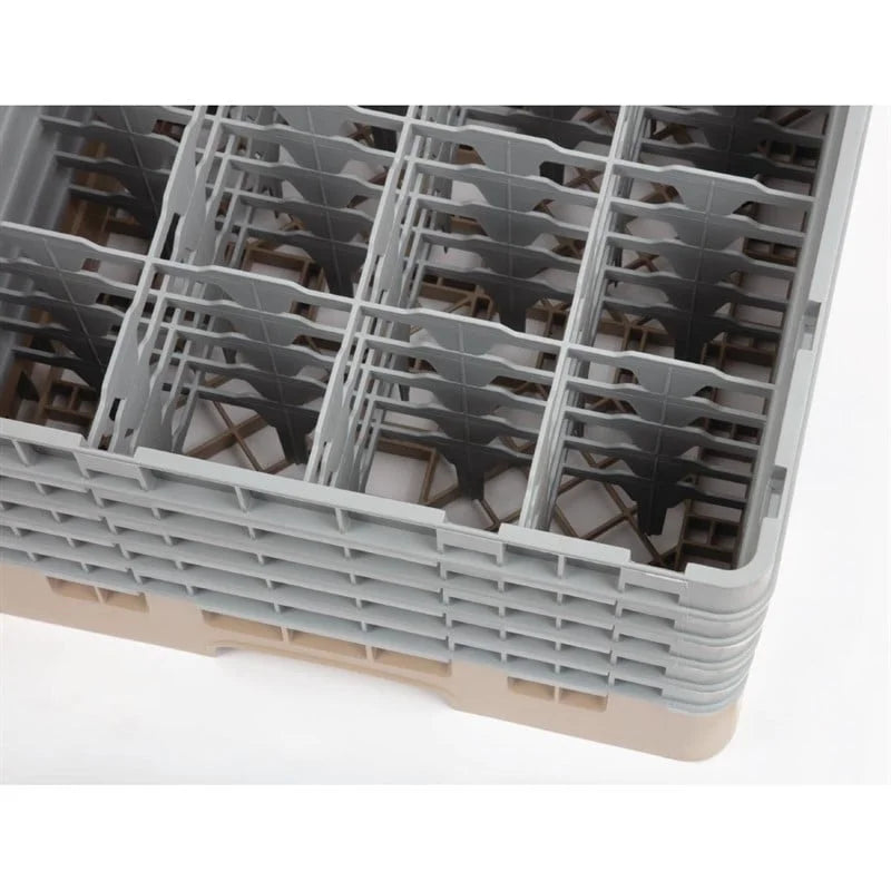 Cambro Panier lave-verres beige à 16 compartiments hauteur max. des verres 25,7 cm