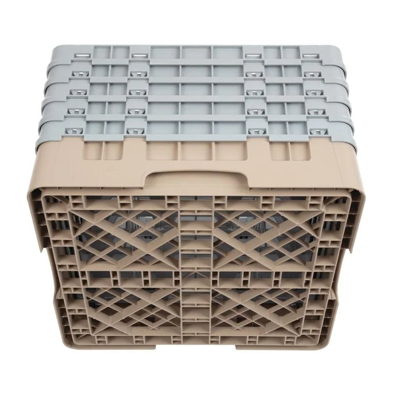 Cambro Panier lave-verres beige à 16 compartiments hauteur max. des verres 25,7 cm