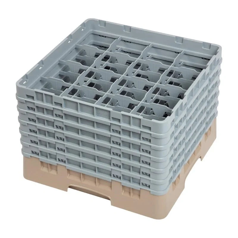 Cambro Panier lave-verres beige à 16 compartiments hauteur max. des verres 29,8 cm