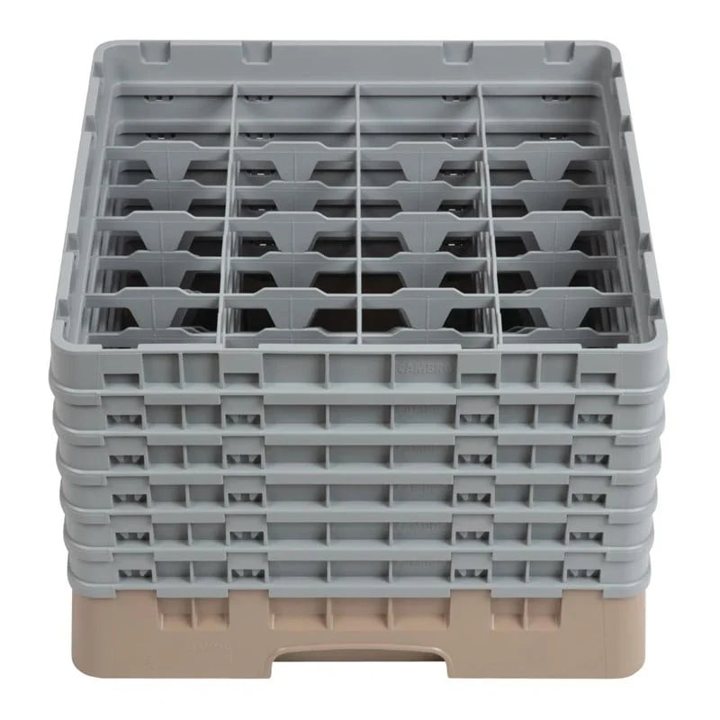 Cambro Panier lave-verres beige à 16 compartiments hauteur max. des verres 29,8 cm