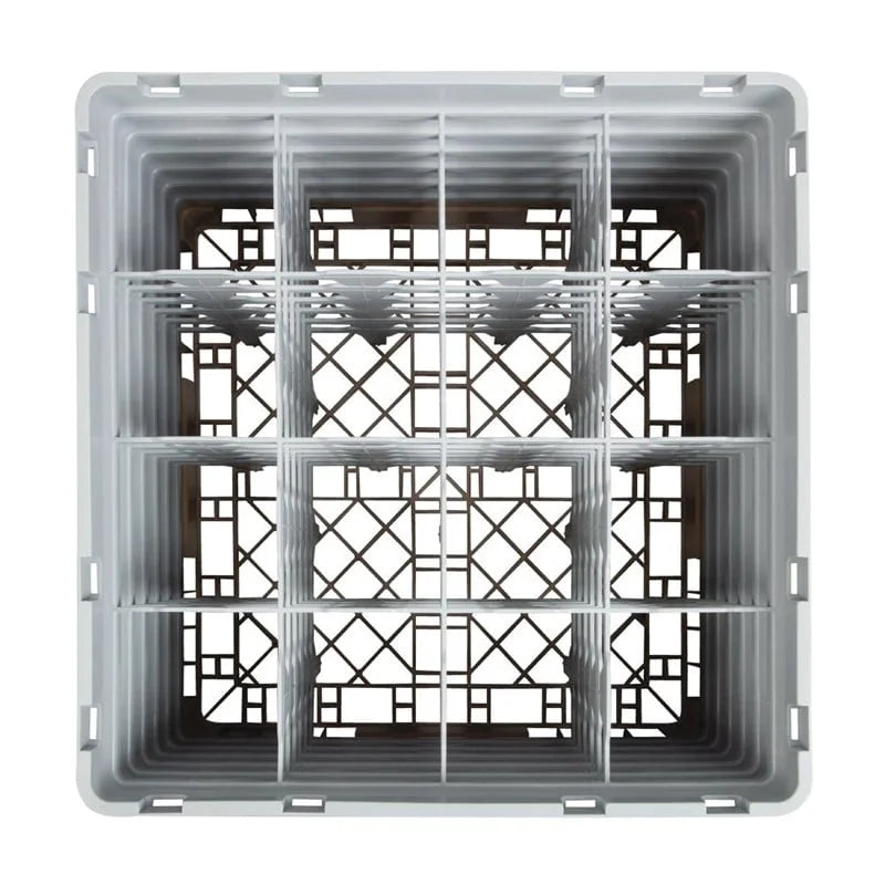 Cambro Panier lave-verres beige à 16 compartiments hauteur max. des verres 29,8 cm