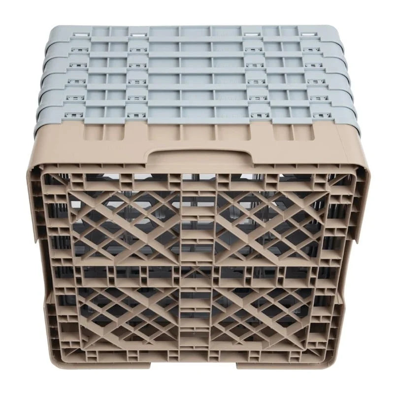 Cambro Panier lave-verres beige à 16 compartiments hauteur max. des verres 29,8 cm