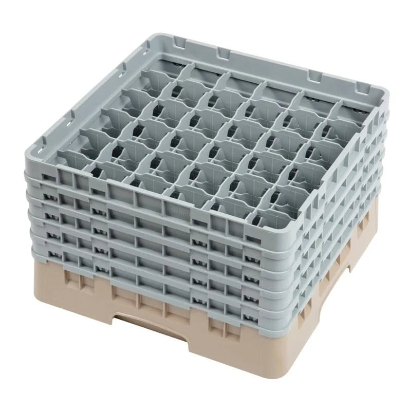 Cambro Panier de lavage pour verres beige avec 36 compartiments hauteur de verre max 25,7cm