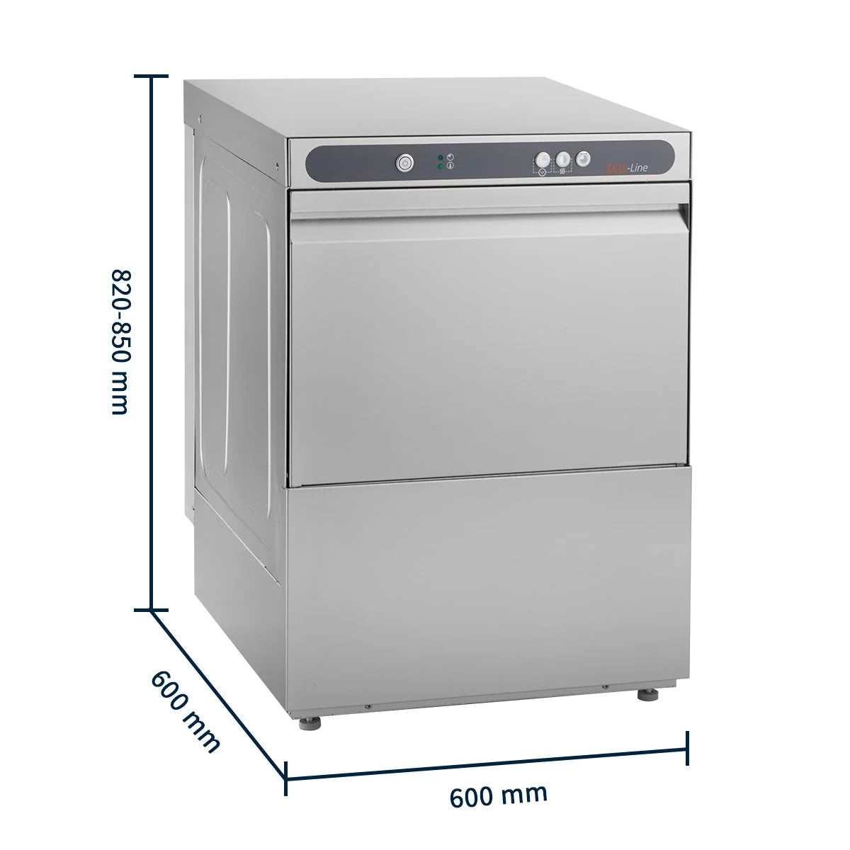Lave-vaisselle ECO panier 50x50 cm, avec doseur de détergent & de produit de rinçage, avec pompe de vidange & adoucisseur, Fabriqué en Europe, 400 V