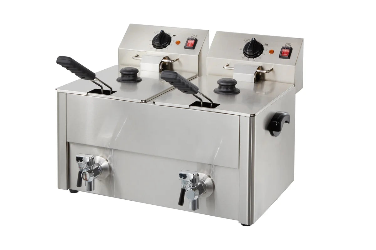 Friteuse électrique double ECO 10+10 litres avec robinet de vidange