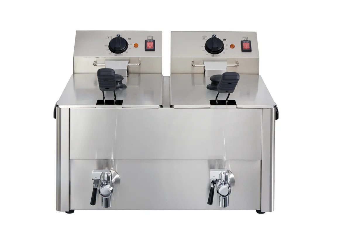 Friteuse électrique double ECO 10+10 litres avec robinet de vidange