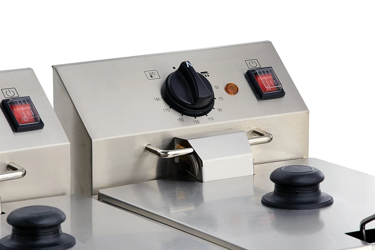 Friteuse électrique double ECO 10+10 litres avec robinet de vidange