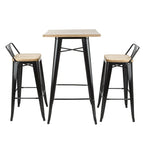 Table de bar bistro Bolero avec plateau en bois noir