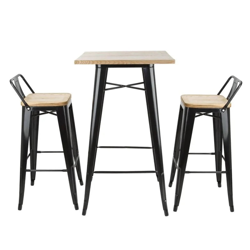 Table de bar bistro Bolero avec plateau en bois noir