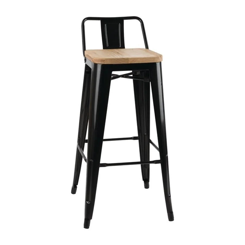 Bolero Bistro tabouret de bar haut avec assise en bois noir, 4 pièces