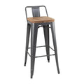 Bolero Bistro tabouret de bar haut avec assise en bois gris, 4 pièces