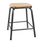 Bolero Cantina tabouret bas avec assise en bois gris métallisé, lot de 4