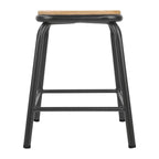 Bolero Cantina tabouret bas avec assise en bois gris métallisé, lot de 4