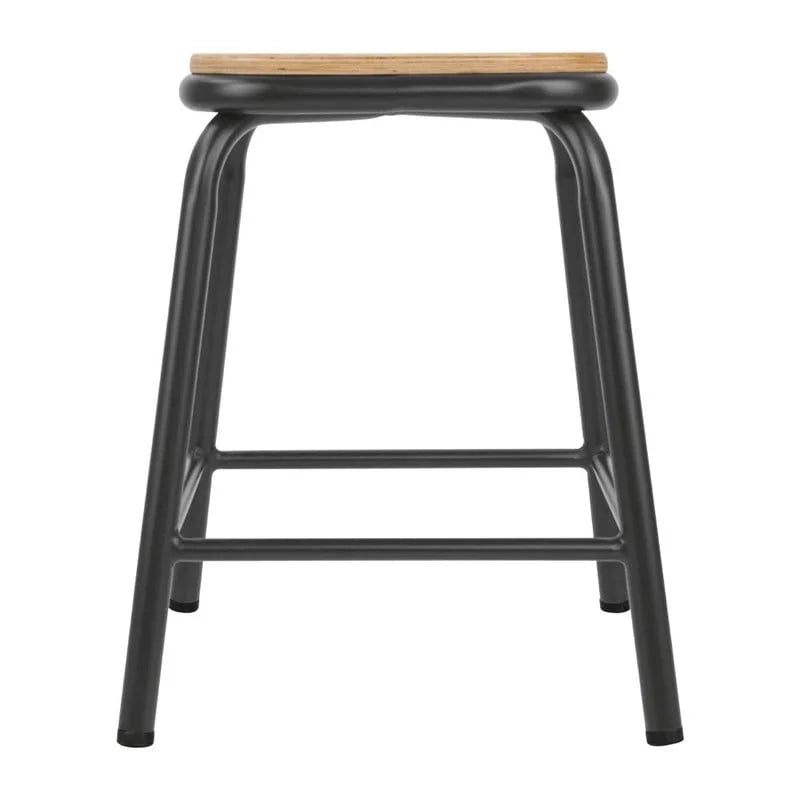 Bolero Cantina tabouret bas avec assise en bois gris métallisé, lot de 4