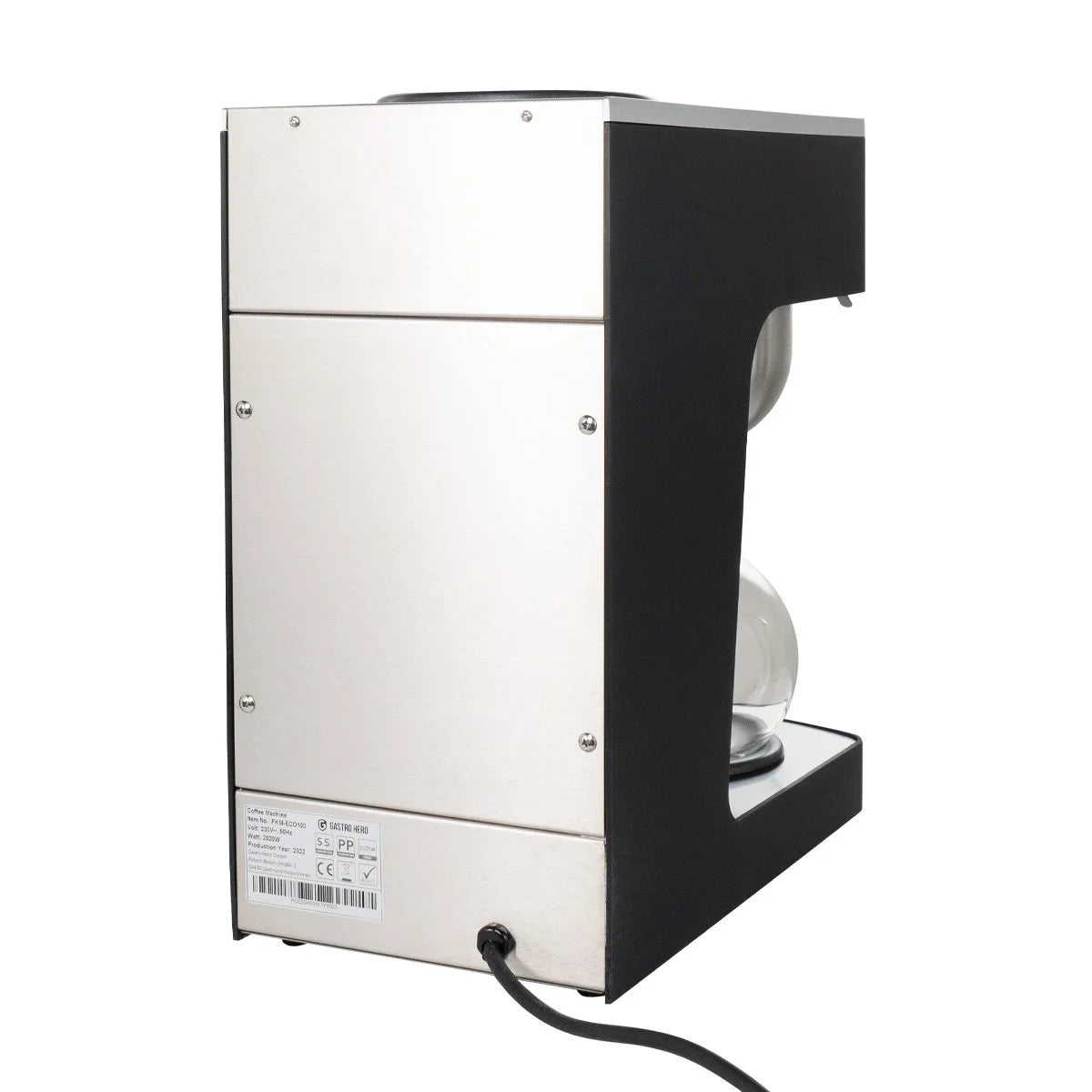 Machine à café filtre ECO 2 litres noire avec verseuse en verre incluse, 100 tasses/heure, machine à café professionnelle
