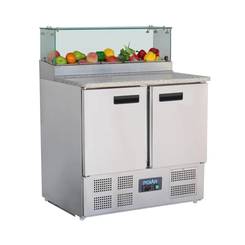 Polar G-Series Table à pizza réfrigérée 2 portes avec vitrine réfrigérée 256L