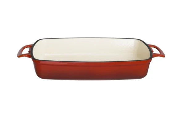 Vogue plat à gratin rectangulaire en fonte rouge grand