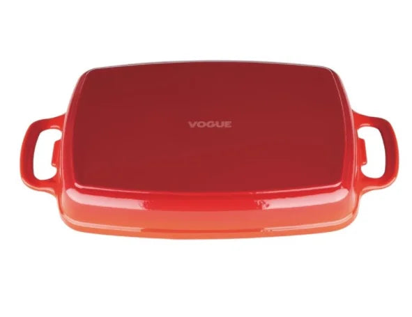 Vogue plat à gratin rectangulaire en fonte rouge grand