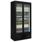 Armoire à boissons Polar 490 noire - avec 2 portes coulissantes