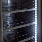 Armoire à boissons GK-360BB, volume utile 360 Litres, 4 clayettes réglables, éclairage intérieur, verrouillable, noir