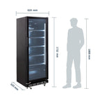 Armoire à boissons GK-360BB, volume utile 360 Litres, 4 clayettes réglables, éclairage intérieur, verrouillable, noir