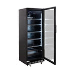 Armoire à boissons GK-360BB, volume utile 360 Litres, 4 clayettes réglables, éclairage intérieur, verrouillable, noir