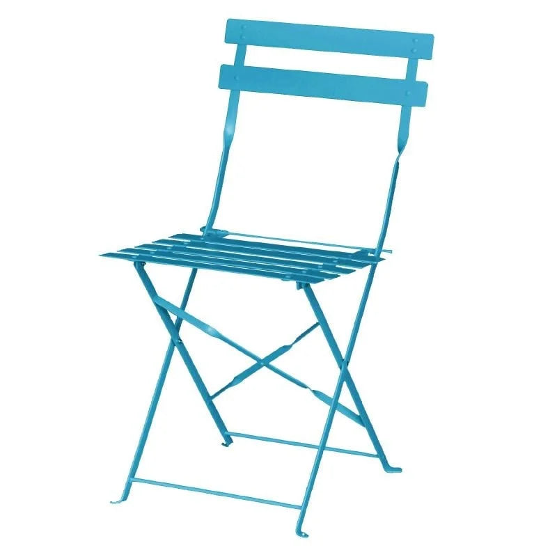 Chaises en acier Bolero bleu azur pliantes - 2 pièces
