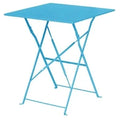 Table de terrasse Bolero 600x600 mm, acier bleu azur, pliante