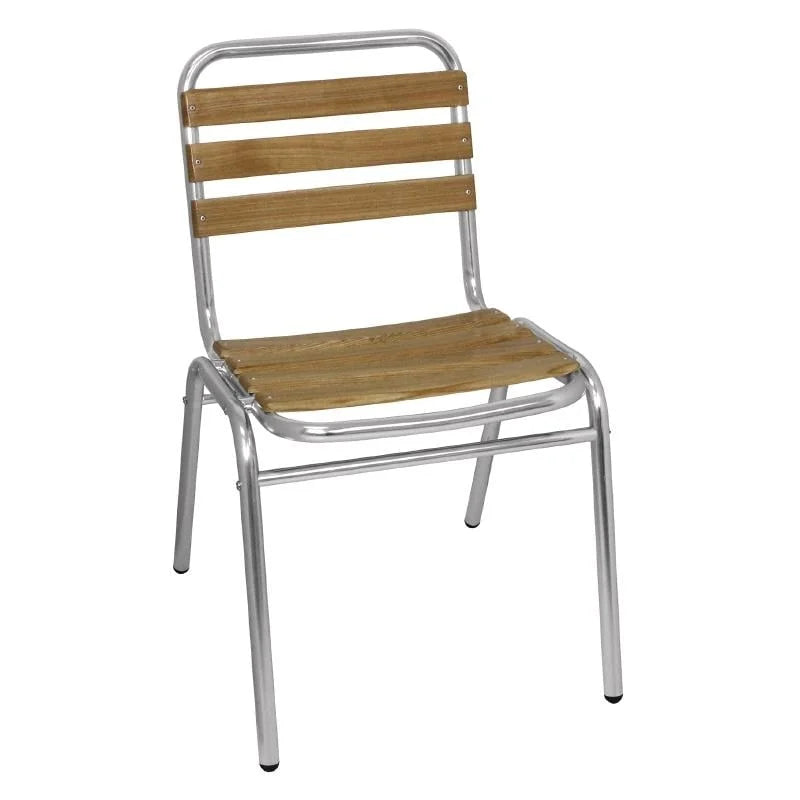 Chaises Bolero empilables en aluminium et bois de frêne - 4 pièces